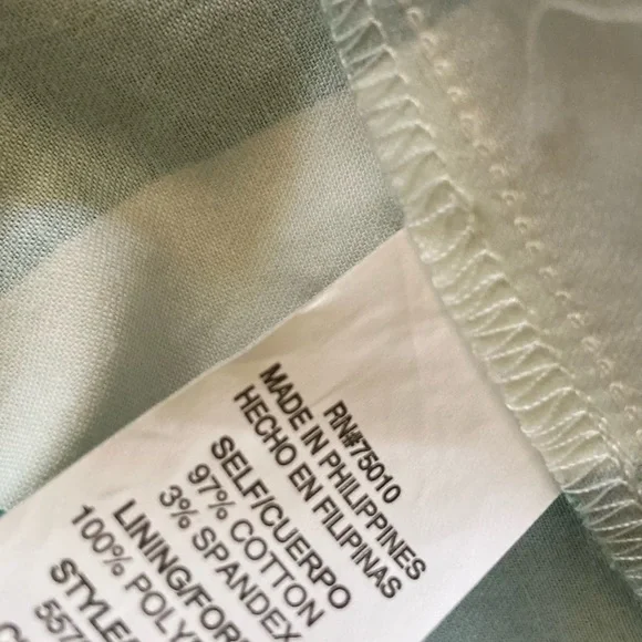 Green and white stripes sleeveless dress cotton dress - Picture 5 of 5